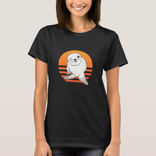 ファーシールかわいい愛らしいおもしろい手描き赤ちゃん動物 Tシャツ (正面)