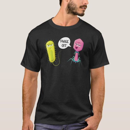 ファージオフ おもしろ バクテリオファージ 1 Tシャツ (正面)