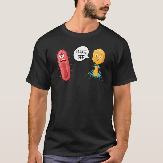 ファージオフ おもしろ バクテリオファージ 2 Tシャツ (正面)