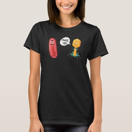 ファージユーおもしろいバクテリオファージ2 Tシャツ (正面)