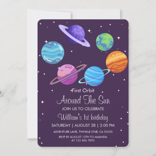 ファーストのまわりにオービットサン1st誕生日招待状 招待状 (正面)