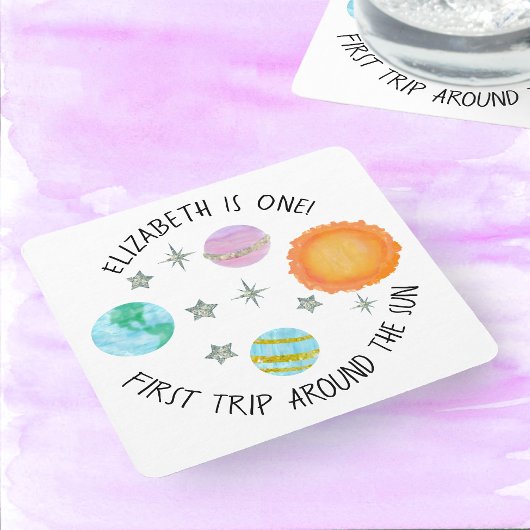 ファーストのまわりにトリップザサンガール誕生日 スクエアペーパーコースター