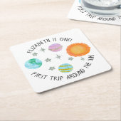 ファーストのまわりにトリップザサンガール誕生日 スクエアペーパーコースター (アングル)