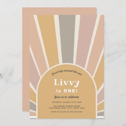 ファーストのまわりにトリップザサン誕生日 招待状 (正面/裏面)