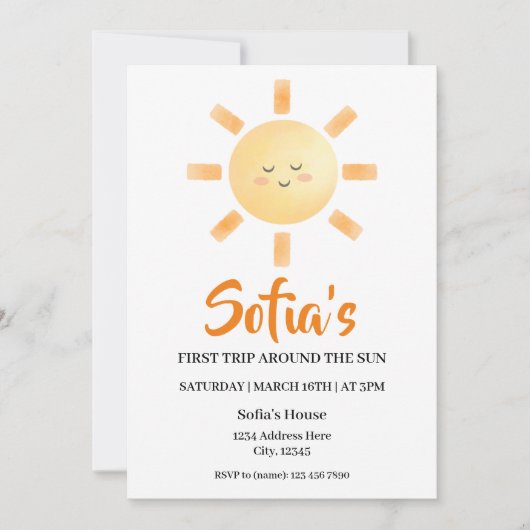 ファーストのまわりにトリップザサン誕生日 招待状 (正面)