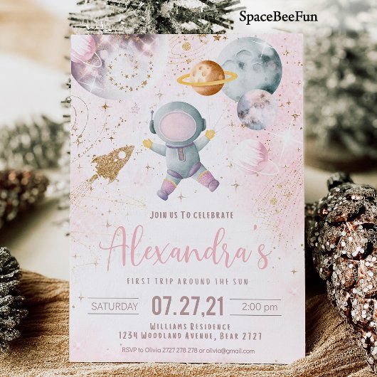 ファーストアウタースペース誕生日招待状ガールアストローナ 招待状