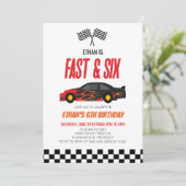 ファーストアンドシックスレッドフレームレースカー6thバースデーパーティー 招待状 (スタンド正面)