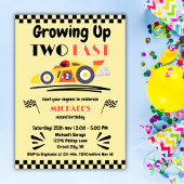 ファーストイエローレースカー2台で育つ2回目の誕生日 招待状