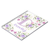 ファーストイニシャルプラス名ドロシー(花あり) ノートブック (左側)