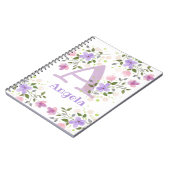 ファーストイニシャルプラス花とアンジェラ ノートブック (左側)