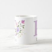 ファーストイニシャルプラスName Eva with Flowers コーヒーマグカップ (中央)