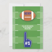 ファーストイヤーダウンフットボールテーマブルーファースト誕生日 招待状 (裏面)