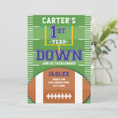 ファーストイヤーダウンフットボールテーマボーイズファースト誕生日 招待状 (スタンド正面)
