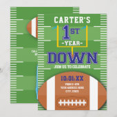 ファーストイヤーダウンフットボールテーマボーイズファースト誕生日 招待状 (正面/裏面)
