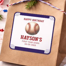 ファーストイヤーダウンベースボール 1歳の誕生日パーティー スクエアシール
