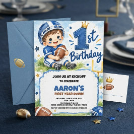 ファーストイヤーダウン フットボール1歳の誕生日パーティー 招待状