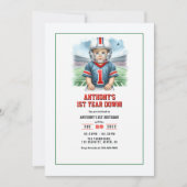 ファーストイヤーダウン フットボール 1歳の誕生日パーティー 招待状 (正面)