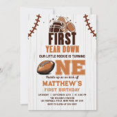 ファーストイヤーダウン フットボール 1歳の誕生日 招待状 (正面)