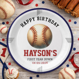 ファーストイヤーダウン ベースボール 1歳誕生日パーティー ペーパープレート