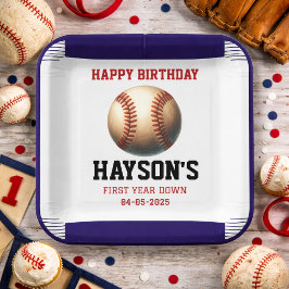ファーストイヤーダウン ベースボール 1歳誕生日パーティー ペーパープレート