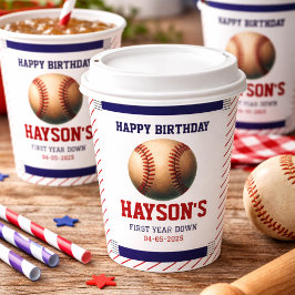 ファーストイヤーダウン ベースボール 1歳誕生日パーティー 紙コップ