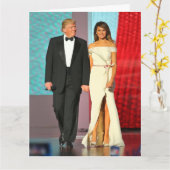 ファーストカップルのドナルドとメラニアトランプのリバティーボール カード (黄色い花)