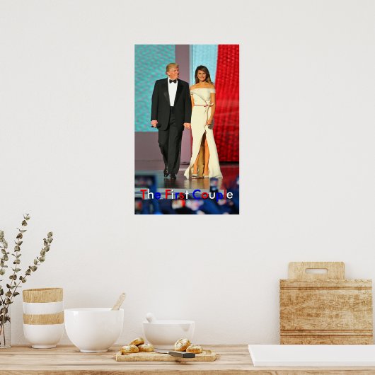 ファーストカップルのドナルドとメラニアトランプのリバティーボール ポスター (キッチン)