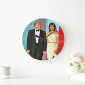 ファーストカップルのドナルドとメラニアトランプの就任式 ラージ壁時計 (ホーム)