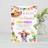 ファーストカラフルかわいいスペインの女の子の誕生日 招待状 (スタンド正面)