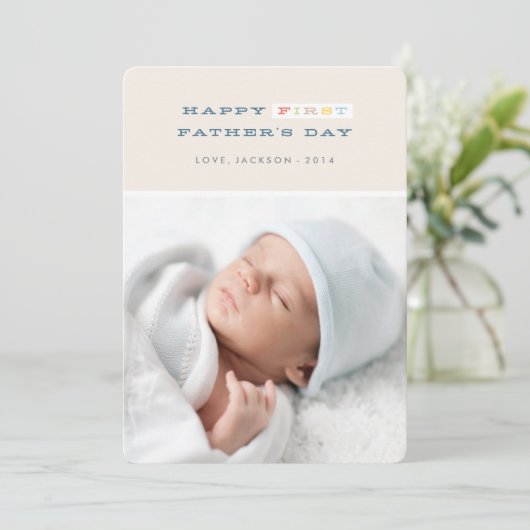 ファーストカラフルファーザーデイカード – ネイビー カード (スタンド正面)