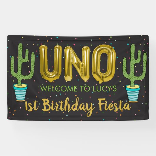 ファーストカラフルフィエスタ誕生日ウェルカムサイン 横断幕 (横)