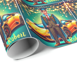 ファーストカー付き卒業カスタム男 ラッピングペーパー