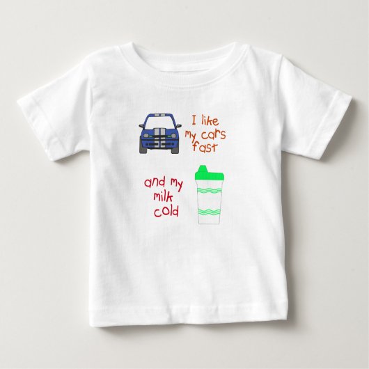ファーストカー&コールドミルク ベビーTシャツ (正面)