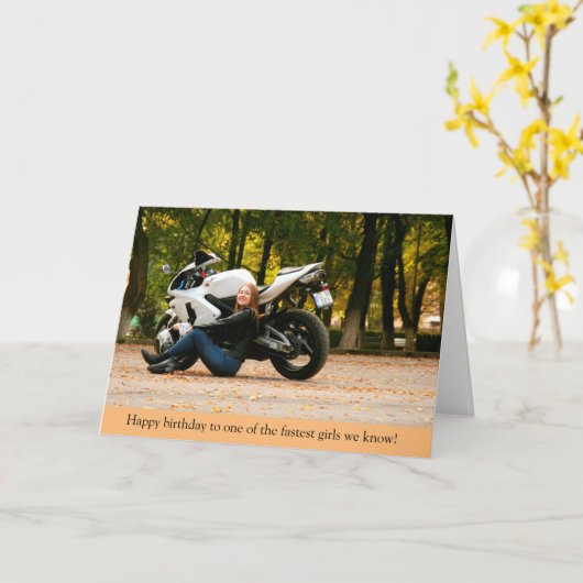 ファーストガールスポーツバイク誕生日カード カード (黄色い花)