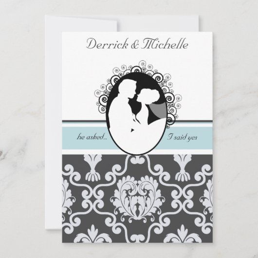 ファーストキスシーブルーカスタマイズ結婚式招待状 招待状 (正面)