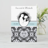 ファーストキスシーブルーカスタマイズ結婚式招待状 招待状 (スタンド正面)