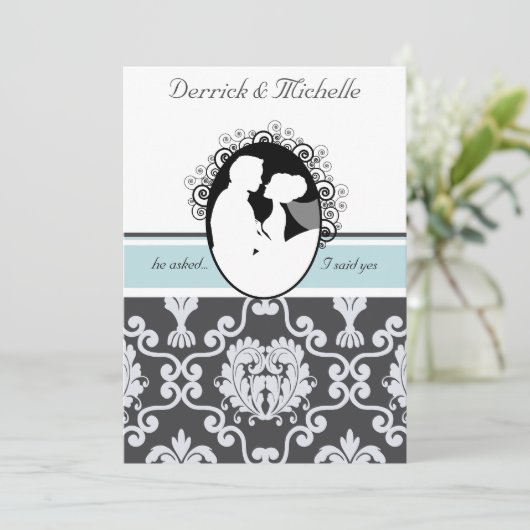 ファーストキスシーブルーカスタマイズ結婚式招待状 招待状 (スタンド正面)