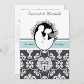 ファーストキスシーブルーカスタマイズ結婚式招待状 招待状 (正面/裏面)