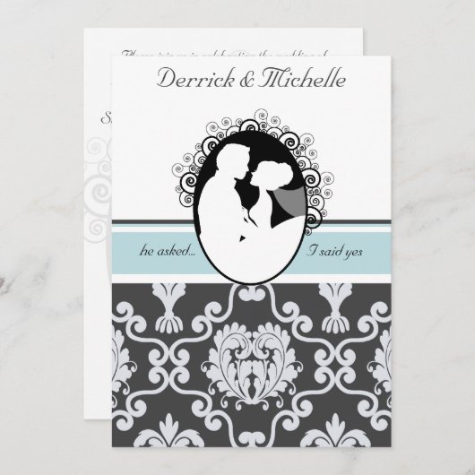 ファーストキスシーブルーカスタマイズ結婚式招待状 招待状 (正面/裏面)