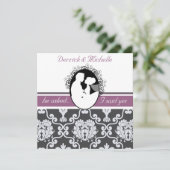 ファーストキス パープル カスタマイズ ウェディング 招待状 (スタンド正面)