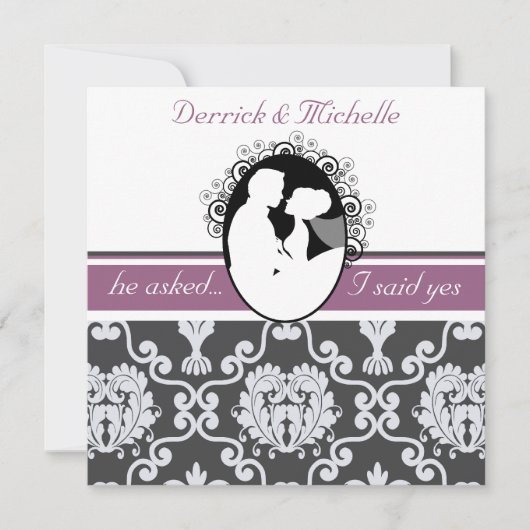 ファーストキス パープル カスタマイズ ウェディング 招待状 (正面)