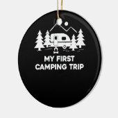 ファーストキャンピングトリップアウトドアアドベンチャーハイキングキャンパー セラミックオーナメント (左)