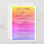 ファーストクラウドナインガールズバースデーパーティー1stピンクアート 招待状 (正面)