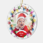 ファーストクリスマスベビー両面2枚フォト記念品 セラミックオーナメント (左)