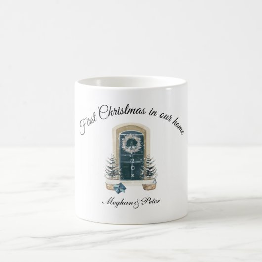ファーストクリスマス・新居 水彩・サージグリーン コーヒーマグカップ (中央)