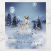 ファーストクリスマス,赤ちゃん鹿,冬の風景 ワインラベル (シングルラベル)