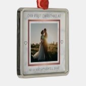 ファーストクリスマス Mr & Mrs 写真 エレガントな大理石 メタルオーナメント (右)