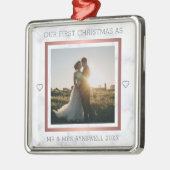 ファーストクリスマス Mr & Mrs 写真 エレガントな大理石 メタルオーナメント (左)