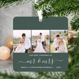 ファーストクリスマス Mr&Mrs 3枚フォトスクリプトグリーン メタルオーナメント
