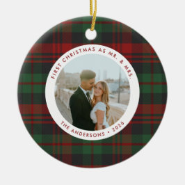 ファーストクリスマス Mr. & Mrs. Plaid 写真 ホリデー セラミックオーナメント